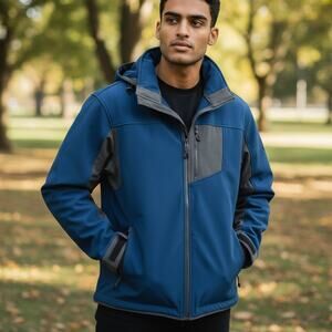 Duluth Trading Black Hills Windfront Hooded Jacket Mens XL Tall Blue Zip Gorp